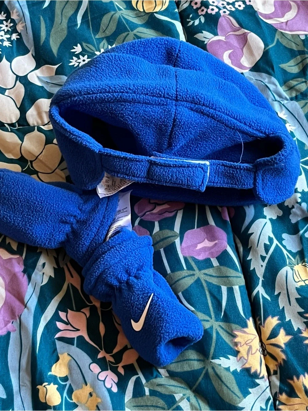 Nike Kids Royal Blue Fleece Beanie and Mittens Set Infant Size